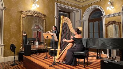 notícia: Harpa e flauta encantam público na abertura da Série Música de Câmara no Theatro da Paz